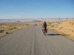Approaching Lake Powell - we didn't see an automobile, or any other people, for hours. Photo by Darren  Dencklau