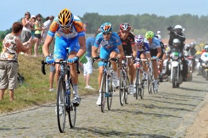 Hesjedal on the breakaway during Stage 3 of this year's Tour de France.  Photo courtesy of Garmin-Transitions/Slipstream 