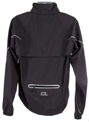 View of the back of the Nokomis jacket.  Photo courtesy of O2 Rainwear 