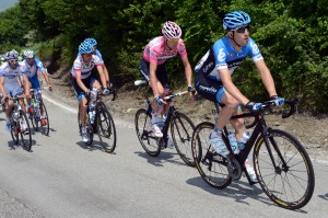Christian Vande Velde leads race leader Ryder Hesjedal on stage 8 of the Giro d'Italia. Photo Graham Watson Photo by Garmin-Transitions/Slipstream 