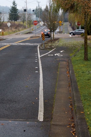 Separate paths for cyclists and motorists.   Photo courtesy of Will Vanlue 