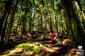 Find a berm and rip it was the motto of the day and there were plenty of opportunities to act on it. Photo by BC Bike Race 