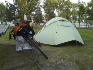 Camp was set up just before the winds arrived.  Photo by Darren  Dencklau