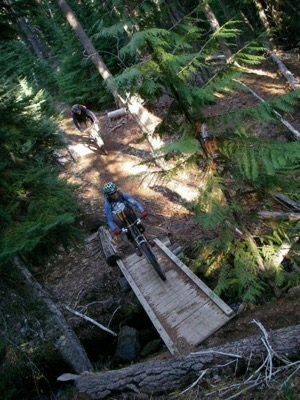 Jill Van Winkle riding the Fifteen Mile trail on Mt Hood. Photo by IMBA 
